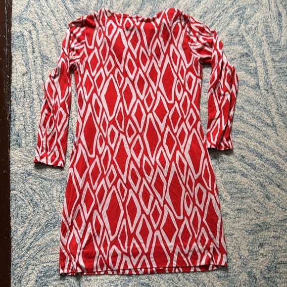 Diane Von Furstenberg Long Sleeve Jersey Dress Mini Women’s 8 Geometric Pattern - Picture 4 of 8